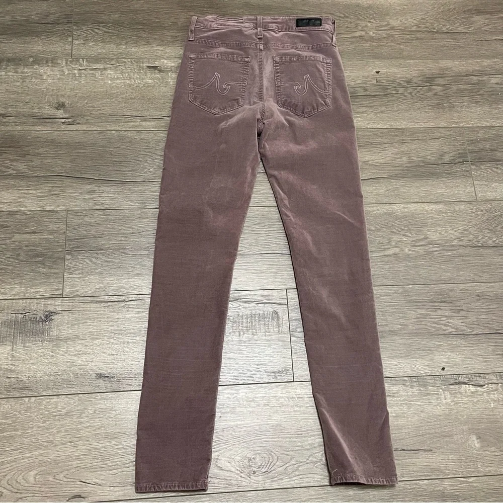 Anthropologie AG High Rise Stevie Ankle Gray Taupe Velvet Slim Straight Sz 25R.